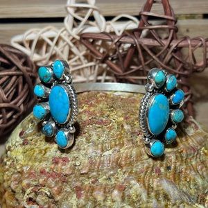 COPY - Turquoise Wrap around bracelet Native sterling stamped